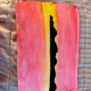 Mountains with pink and yellow